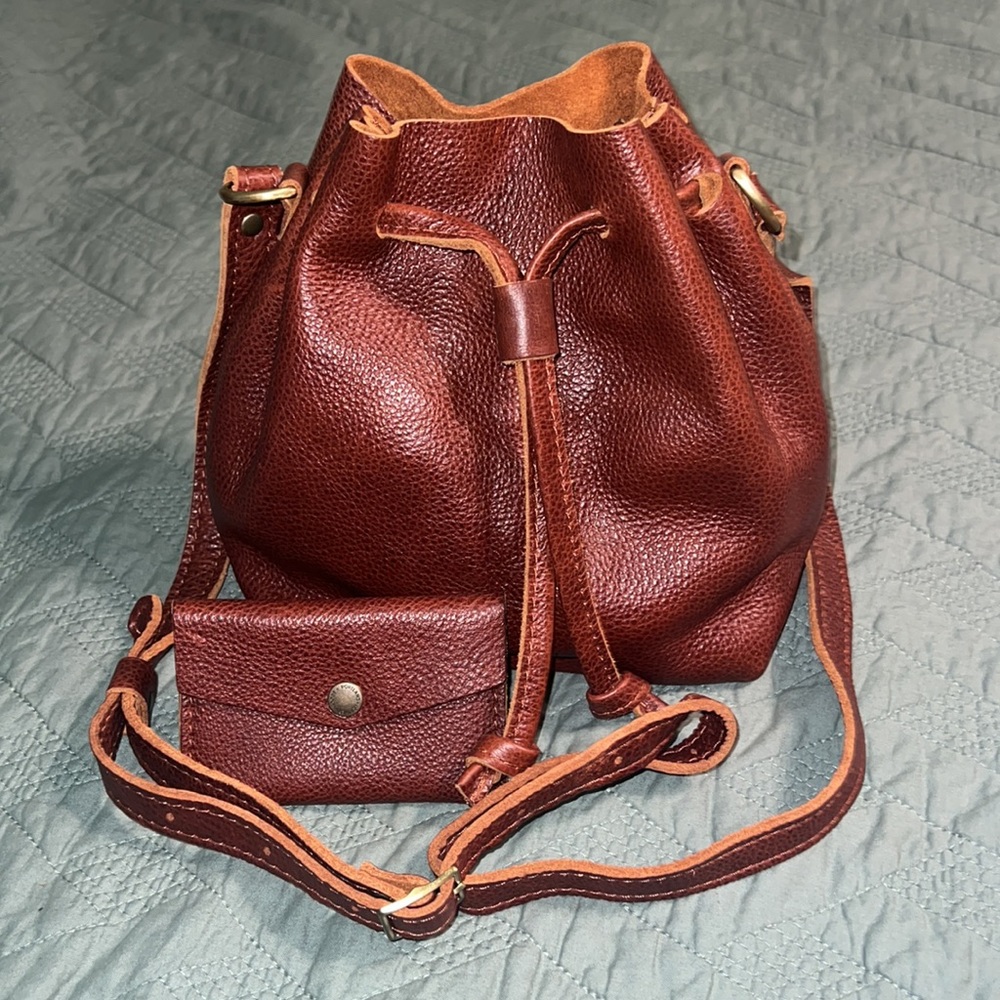 Portland Leather Small Bucket Bag & Wallet - Nutmeg